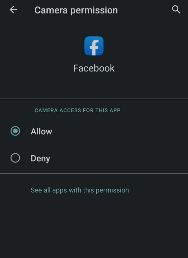 Selecting Allow to grant permission