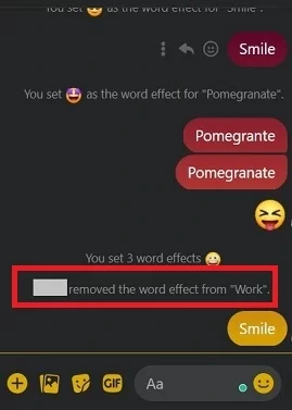 Word Effect removed by the user