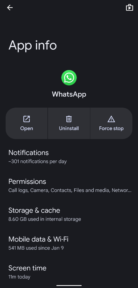 Clock symbol on WhatsApp