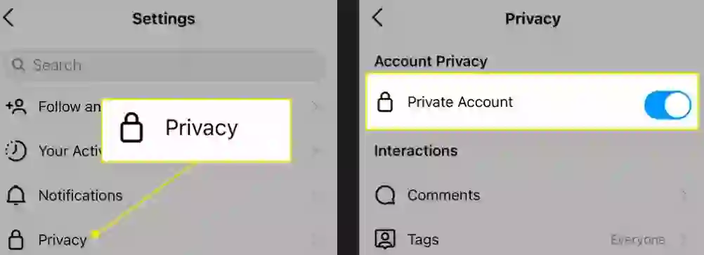 Make sure your account is private