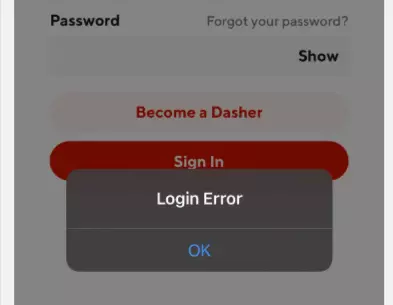 Can't log into Dasher App