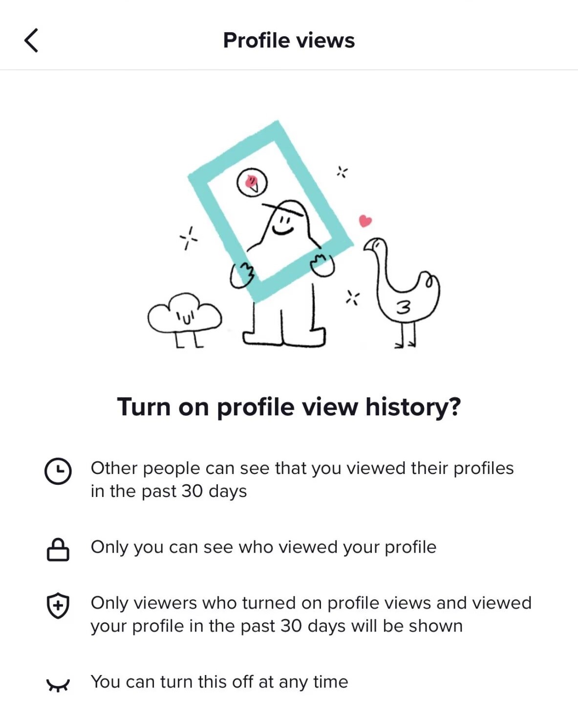 Turn on profile view history on Tiktok