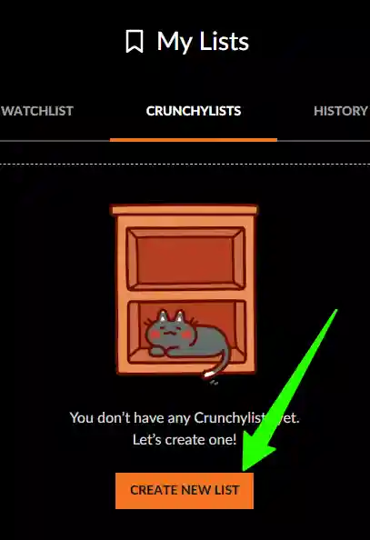 Crunchylists create new list