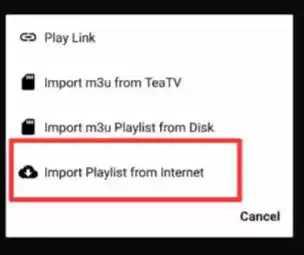 Import Playlist from the Internet TeaTV