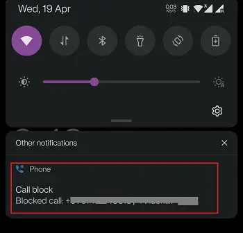 Notification when a blocked number calls you (Android)
