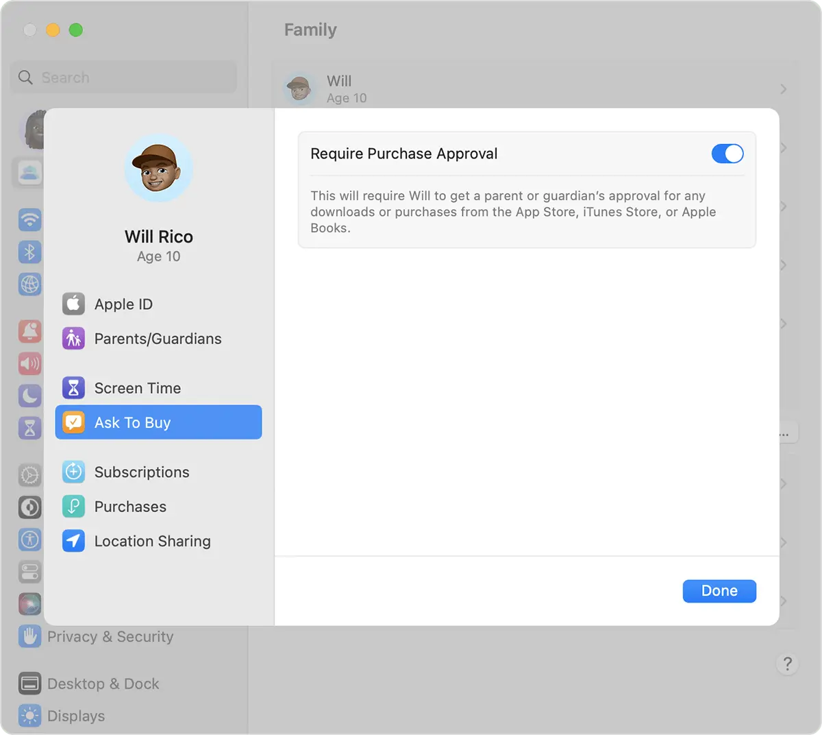 Require Purchase Approval option enabled on Mac