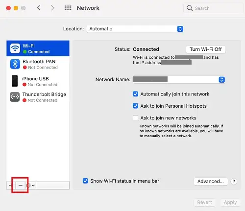 Reset Wifi network in Mac