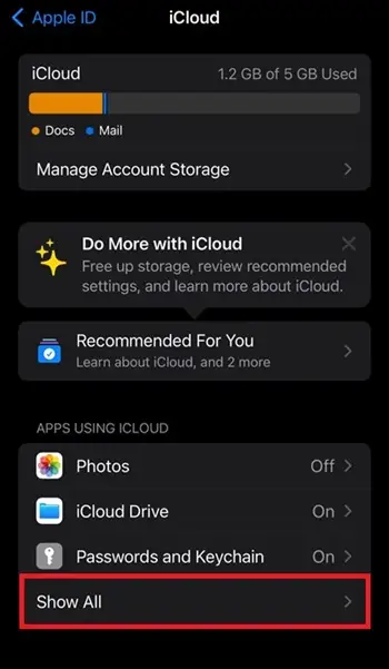 apps in icloud sync feature on iphone