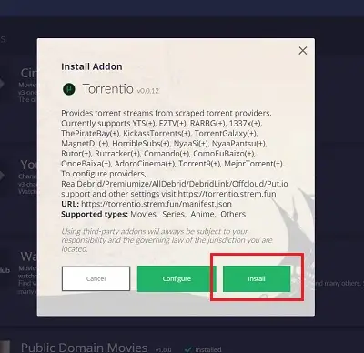 install Torr3ntio on Stremio