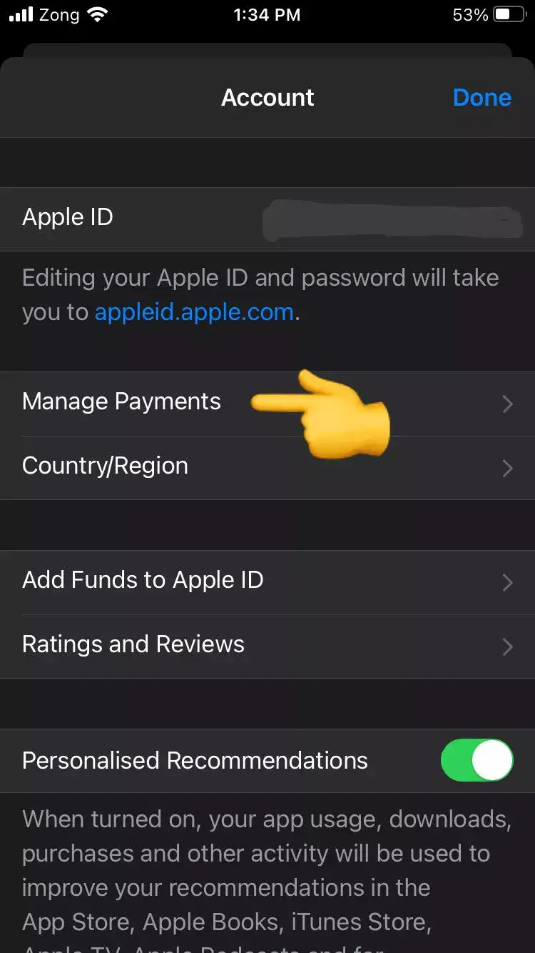 Manage Payments in iPhone