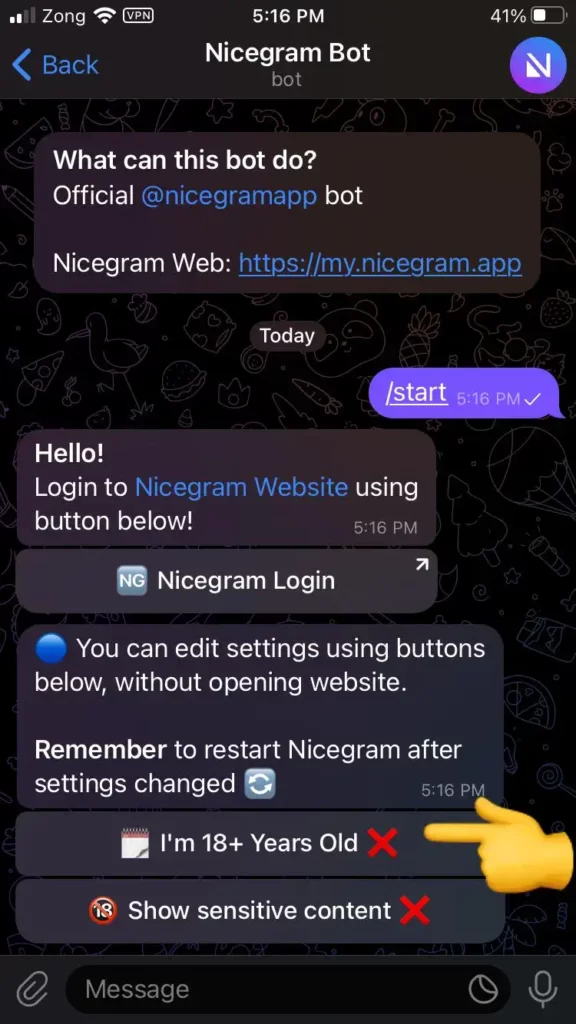 Special Settings in Nicegram Bot