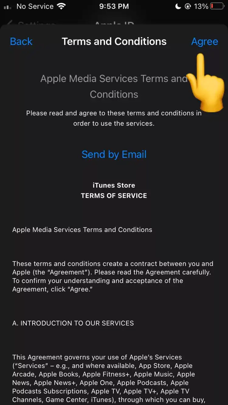 Agreement setting in iPhone