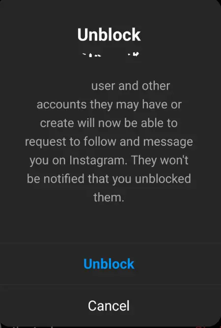 Unblock someone on Instagram