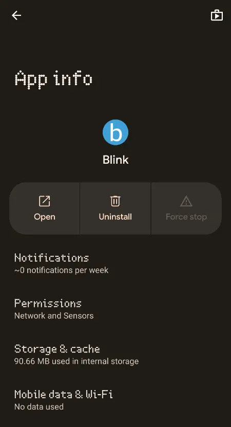 Blink camera not showing live view