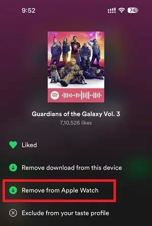 Remove Spotify songs download in Apple Watch