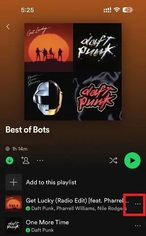 Remove songs from playlist on Spotify