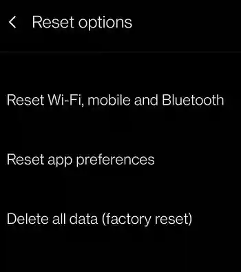 Reset Network settings Android