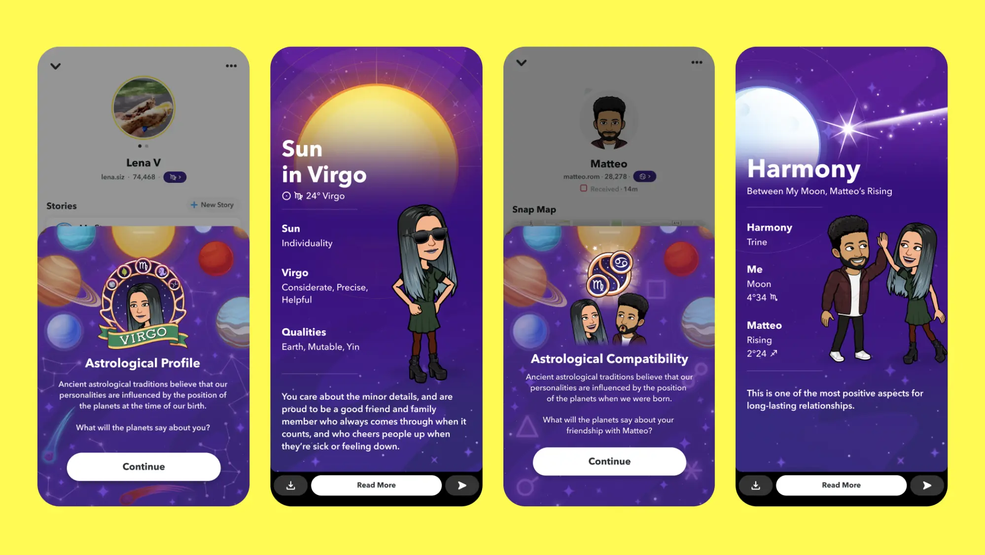 Snapchat compatibility chart for the Virgo charm