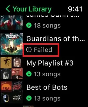 Spotify songs download Failed in Apple Watch