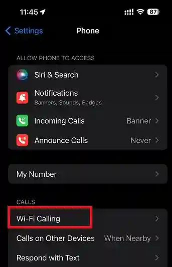 WiFI calling Android
