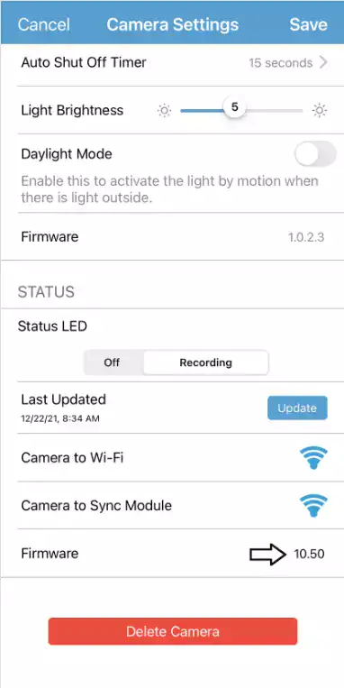 Latest Firmware required by Blink's camera