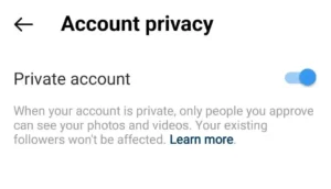 instagram account privacy settings