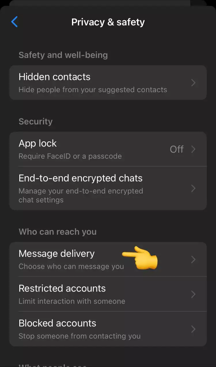 "Message Delivery" settings in Messenger