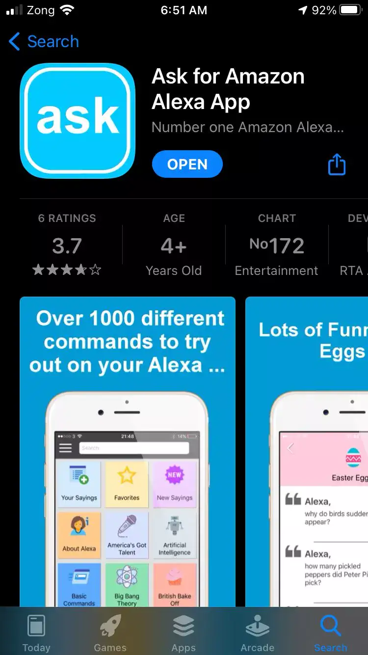 Alexa app update in Appstore