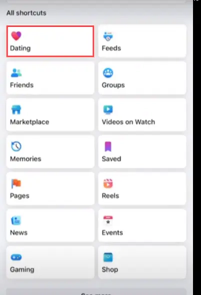 "Accessing Facebook Dating" on Mobile device