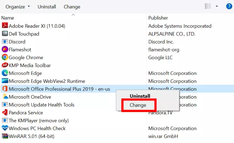 Change Microsoft Office