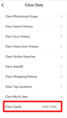 Clear App Cache Settings in Snapchat