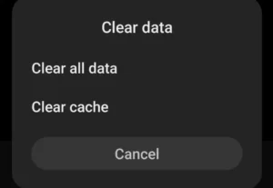 clear data option
