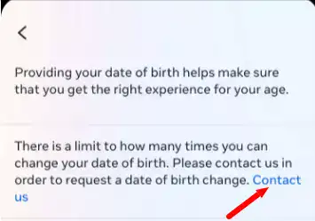 "Contact Facebook" to change Birthdate