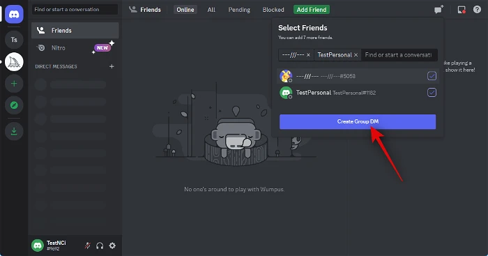 create new group on discord