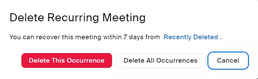 "Delete Recurring Meetings" in ZoomWeb
