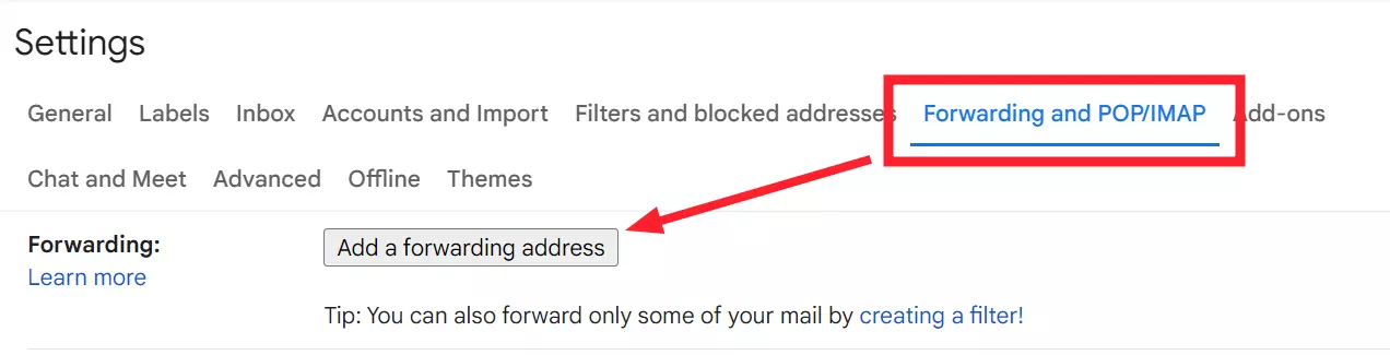 "Forwarding Email" in Gmail