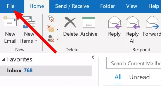 Access "File" in Outlook