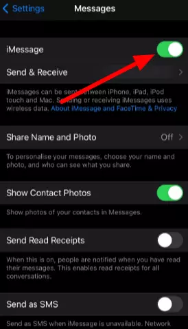 Enable iMessage feature on iPhone