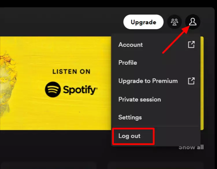 Log Out button in Spotify