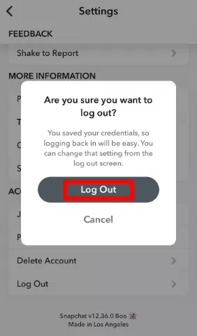 Log Out of your Snapchat Acount