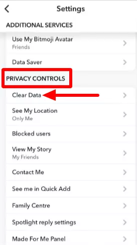 Privacy Controls Settings on Snapchat