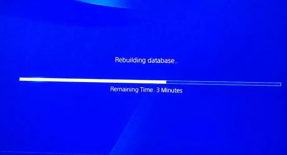 Completion process of "Rebuilding Database" in PS4