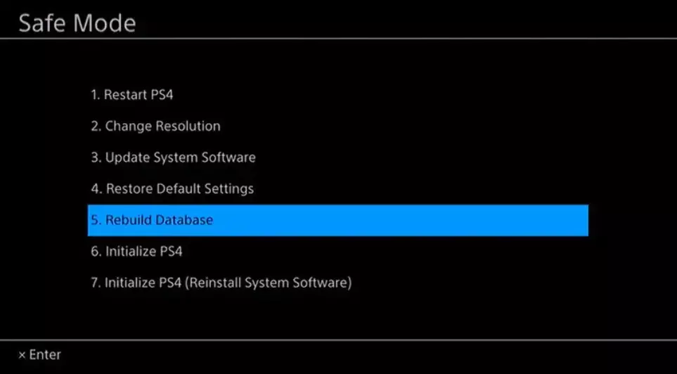"Rebuild Database" option in PS4 Gaming Console