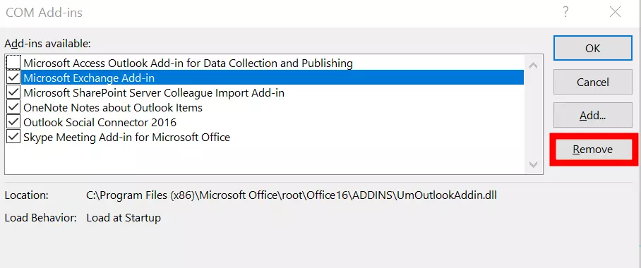 Remove "Add-ins" from Outlook