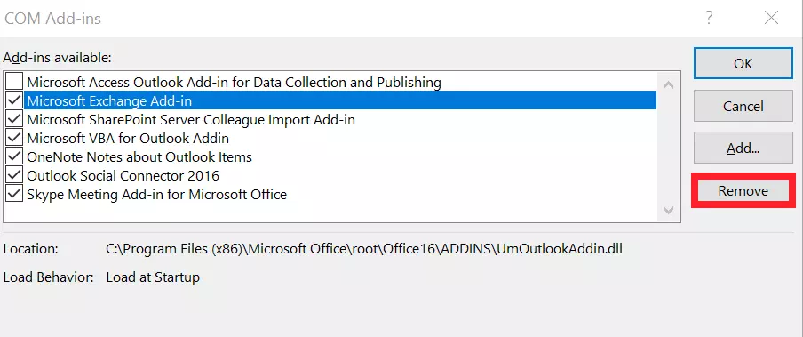 Remove Add-ins from Outlook
