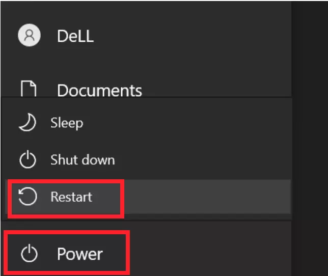 "Restart" option on your Windows PC