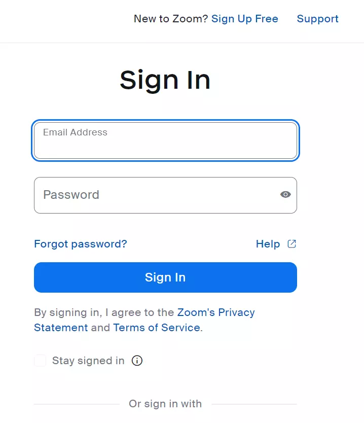 "Sign In Page" in ZoomWeb