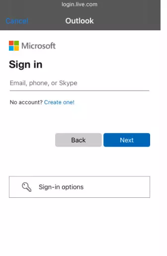 "Sign In" page of Gmail in iPhone
