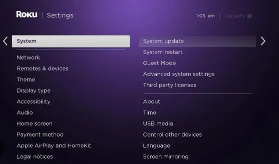 system-update-of-sharp-Roku-TV