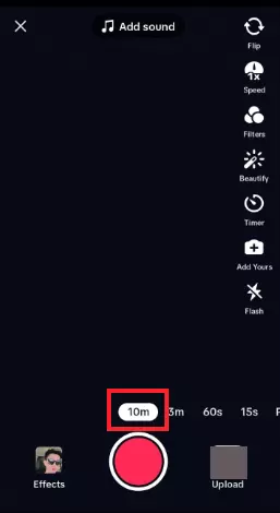 "10m" option on TikTok